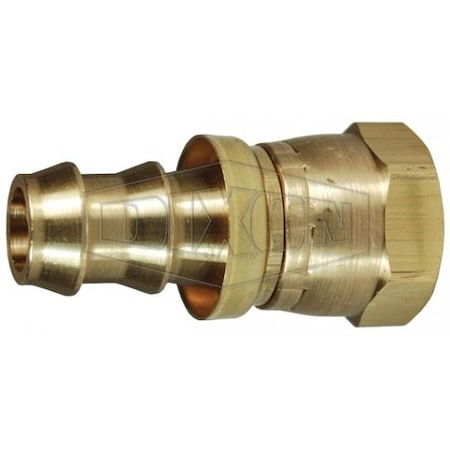 Dixon Hose Barb Fitting with Brass Cap, 45Deg Female SAE/37Deg Female JIC Swivel x Push-On Hose Barb End S 2870812CBC